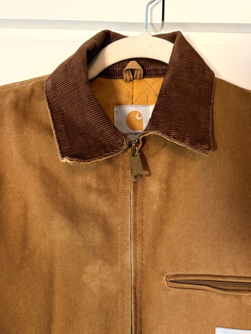 Vintage Carhartt Detroit Jacket|Distressed Faded Brown|Quilted Lined USA Size L
